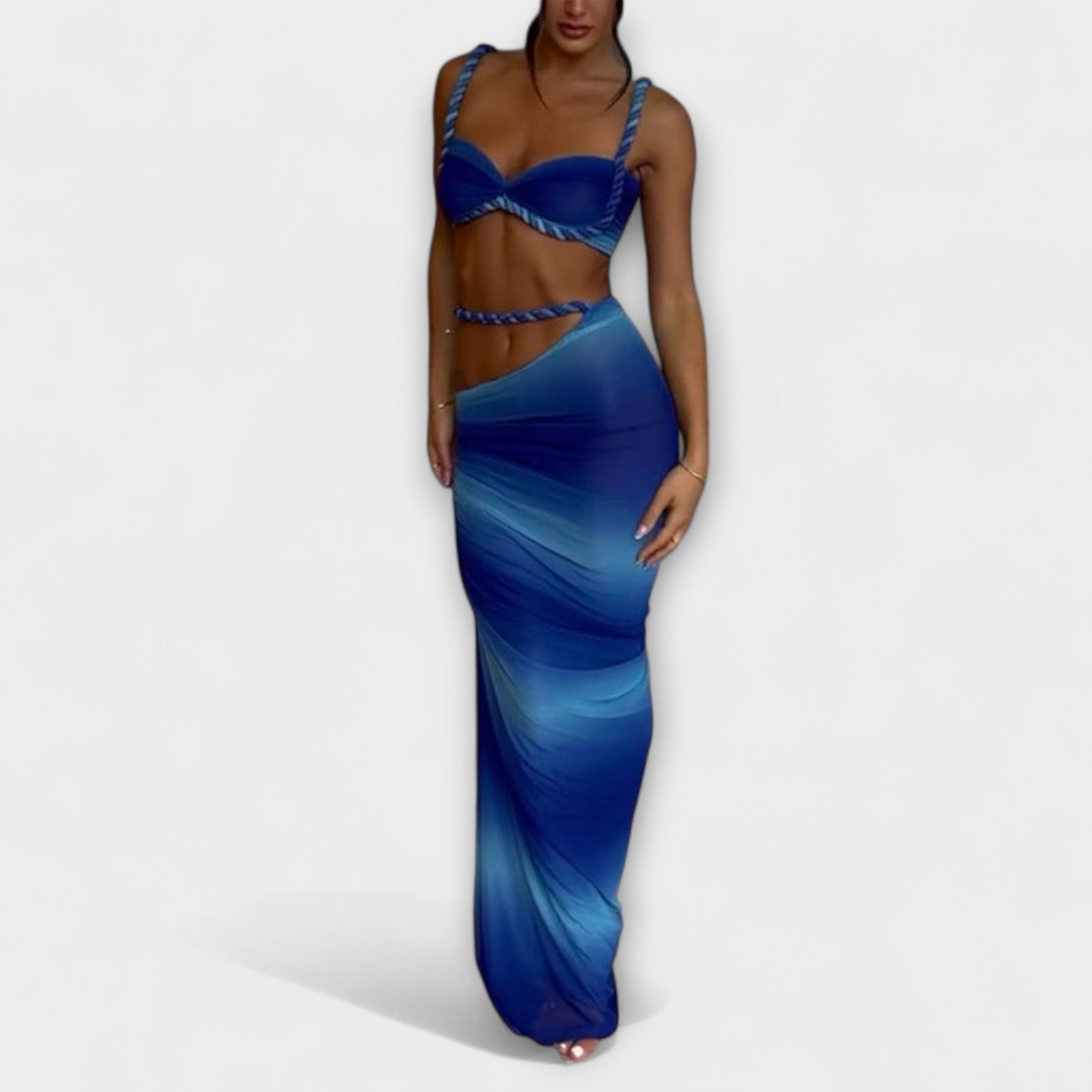 Minka – Stylishes Ombre-Zopfset mit Crop Top &amp; Überrock 