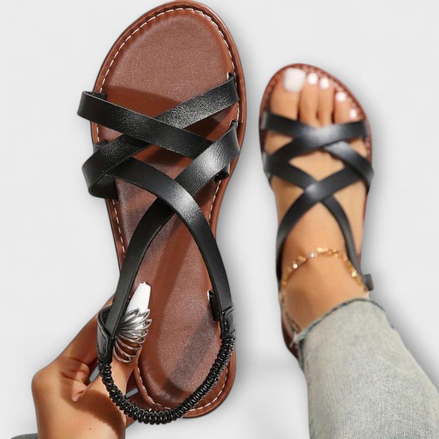 Carola - Damen Sandalen mit leichten Kreuzriemen 