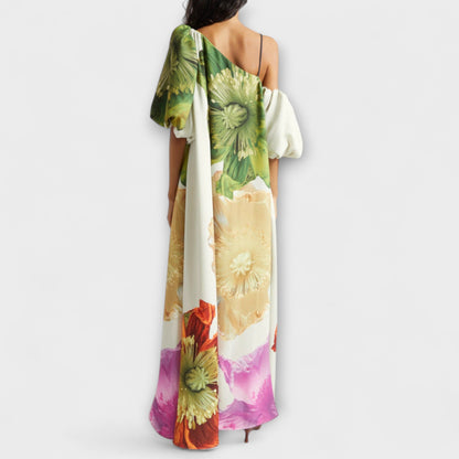 Marie-Luise - Asymmetrisches Blumen-Maxikleid 