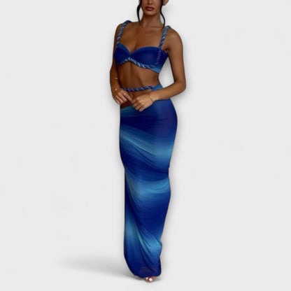 Minka – Stylishes Ombre-Zopfset mit Crop Top &amp; Überrock 