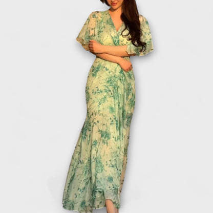 Marlene - Schickes Florales V-Ausschnitt Kleid 