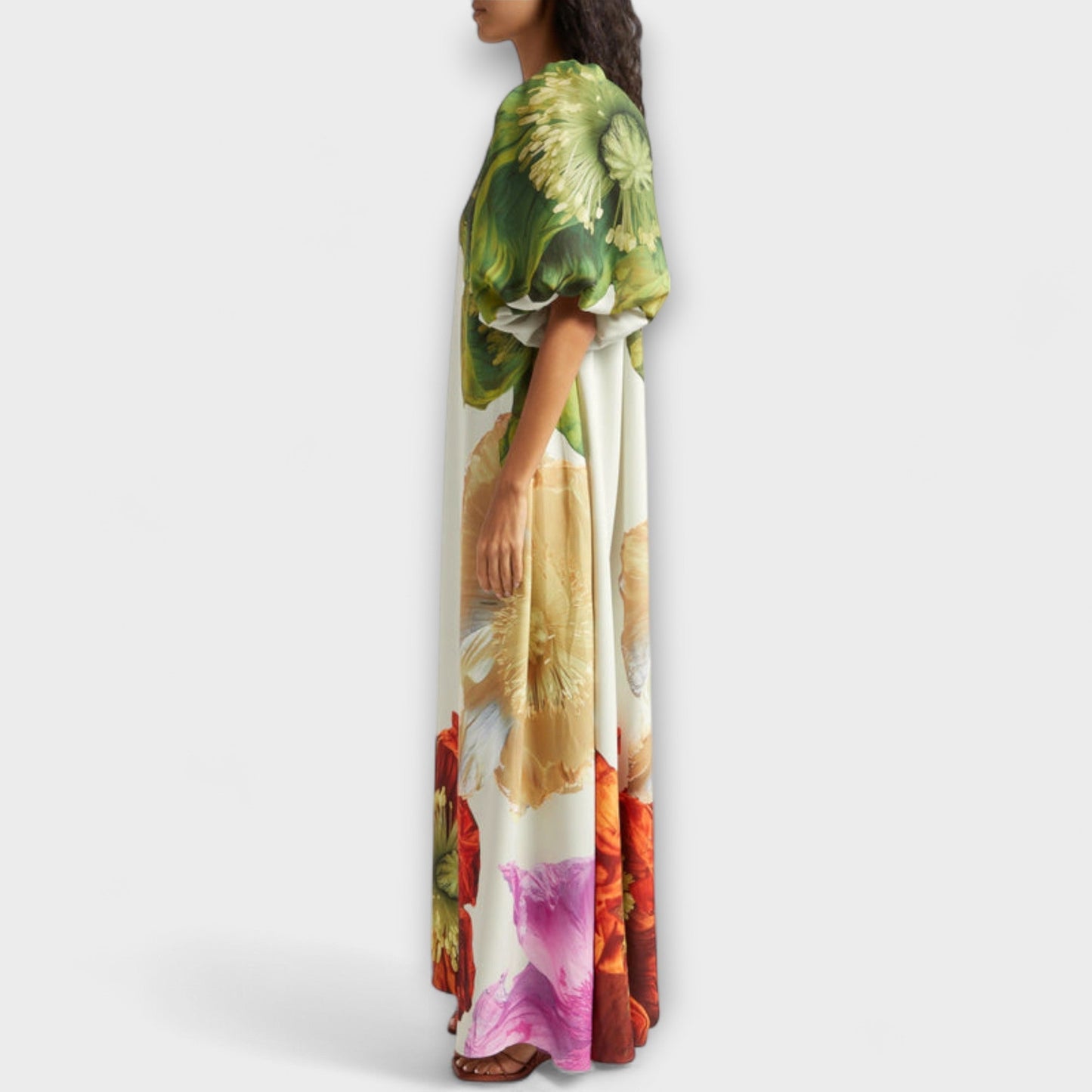 Marie-Luise - Asymmetrisches Blumen-Maxikleid 