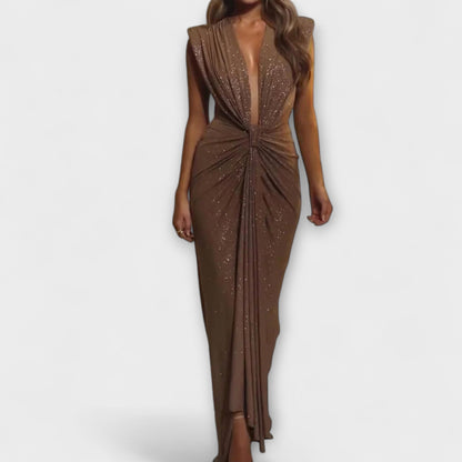 Brigitta - Maxikleid mit tiefem V-Ausschnitt 