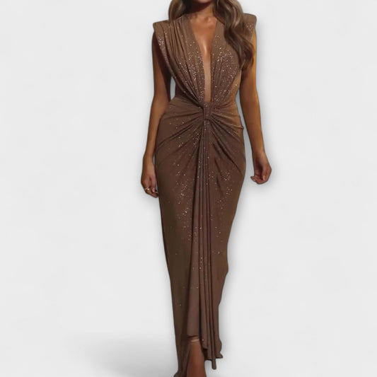 Brigitta - Maxikleid mit tiefem V-Ausschnitt 