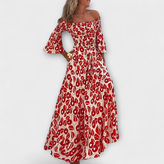 Henrike - Off-Shoulder Kleid mit Meeresblumen