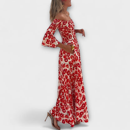 Henrike - Off-Shoulder Kleid mit Meeresblumen