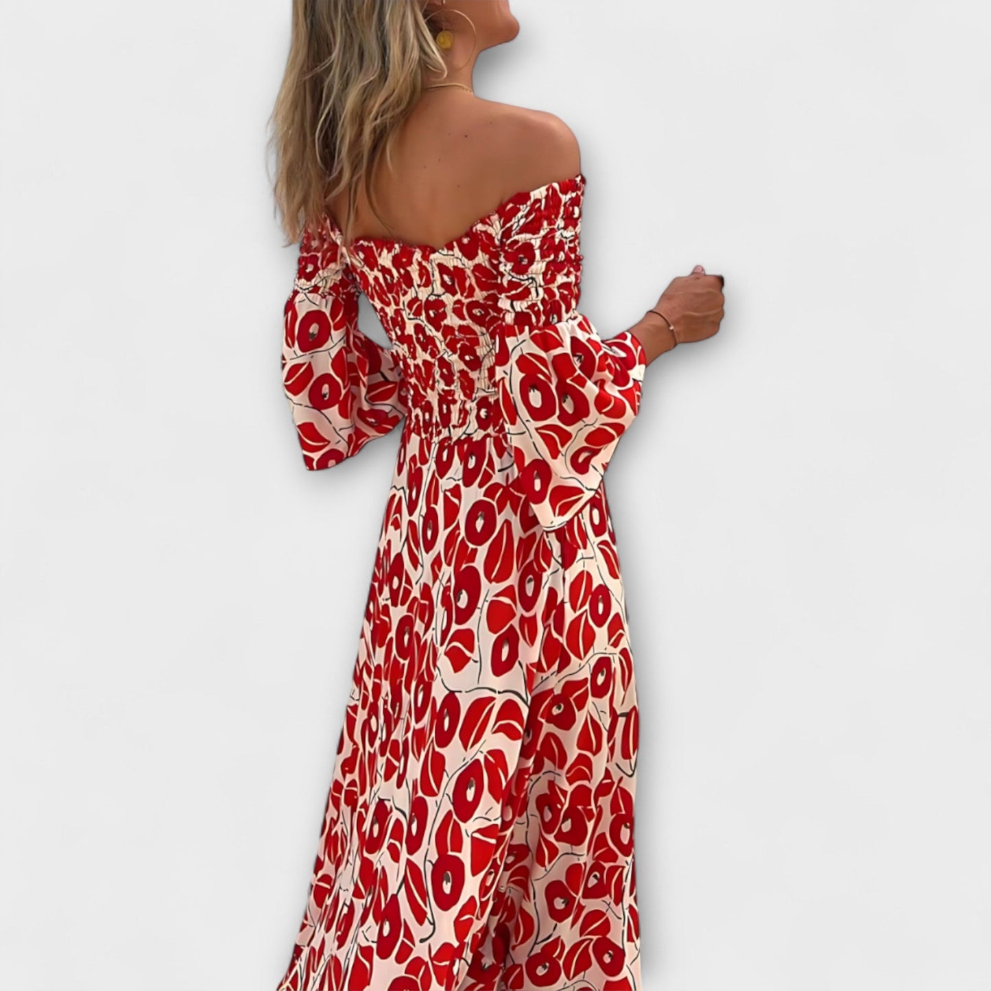 Henrike - Off-Shoulder Kleid mit Meeresblumen