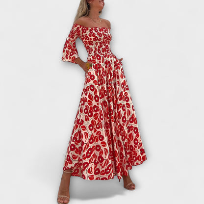 Henrike - Off-Shoulder Kleid mit Meeresblumen
