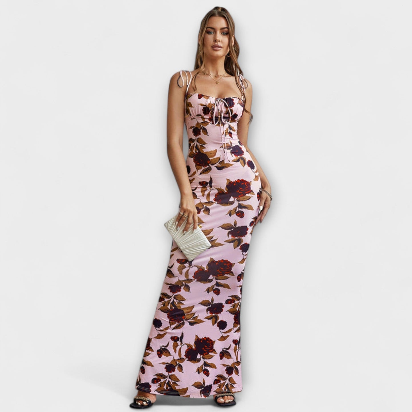 Kathrin – Ballkleid mit Blumenmuster und integrierten Schulterträgern
