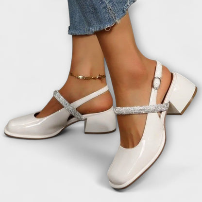 Danach - Mary Janes mit Glitzer-Riemen und Blockabsatz 