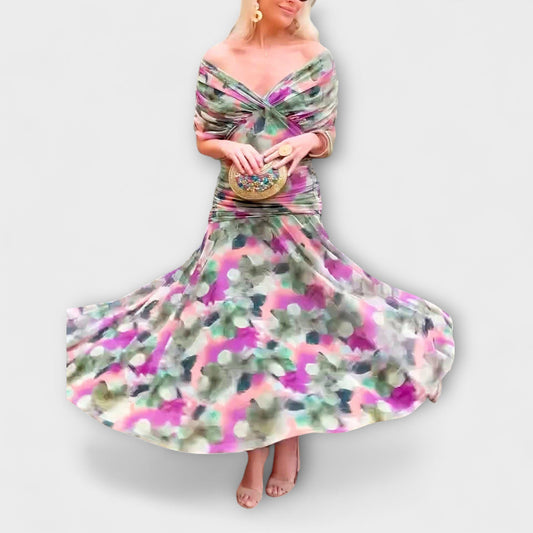 Viktoria - Schickes V-Ausschnitt Maxikleid