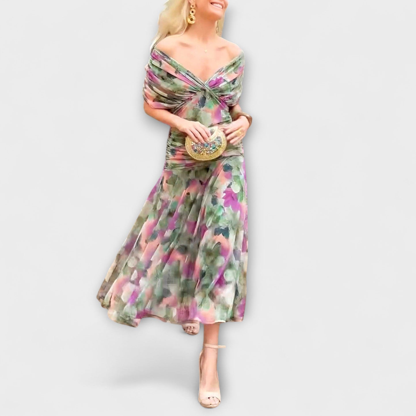 Viktoria - Schickes V-Ausschnitt Maxikleid