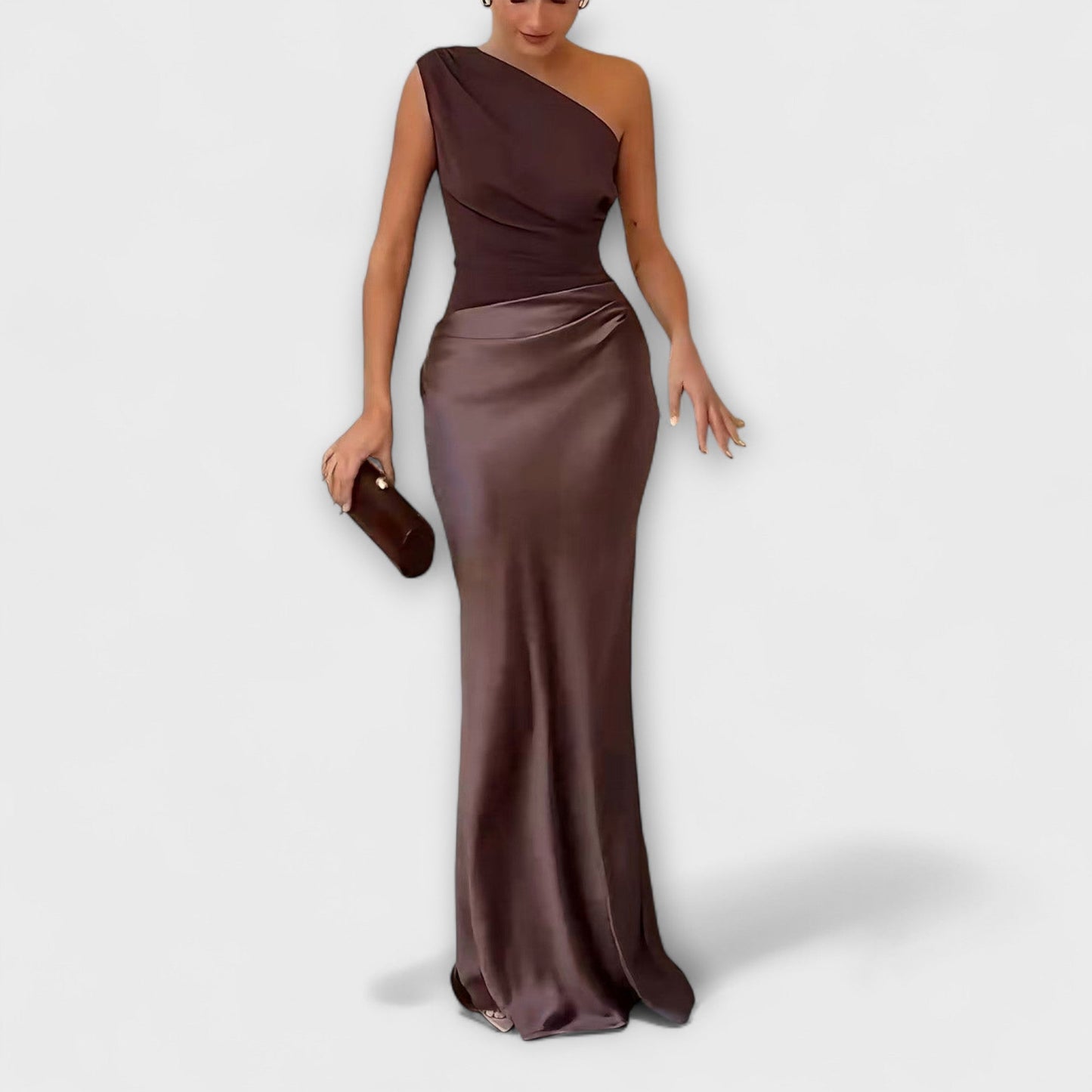 Theres - Elegantes Ein-Schulter Falten Maxikleid 