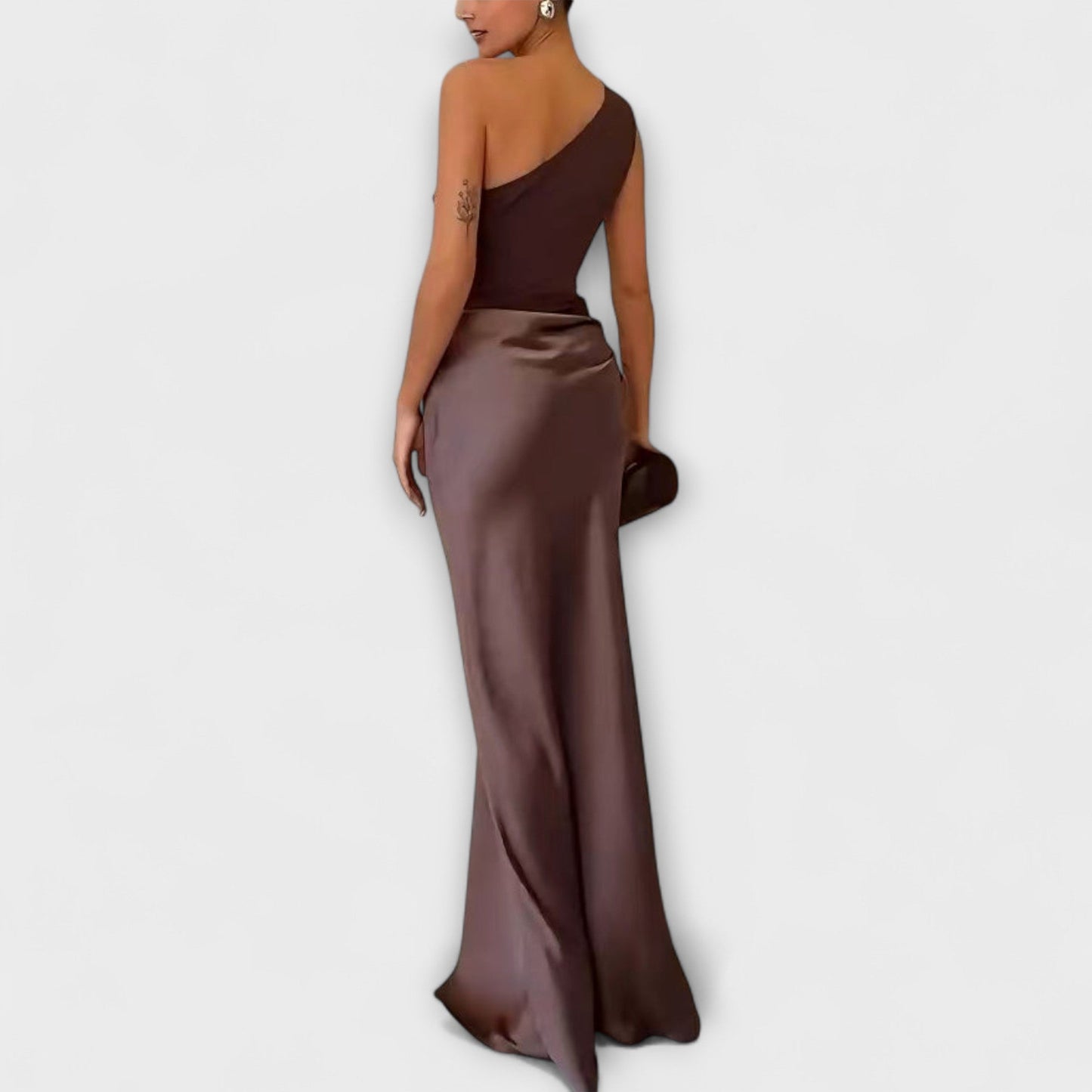 Theres - Elegantes Ein-Schulter Falten Maxikleid 