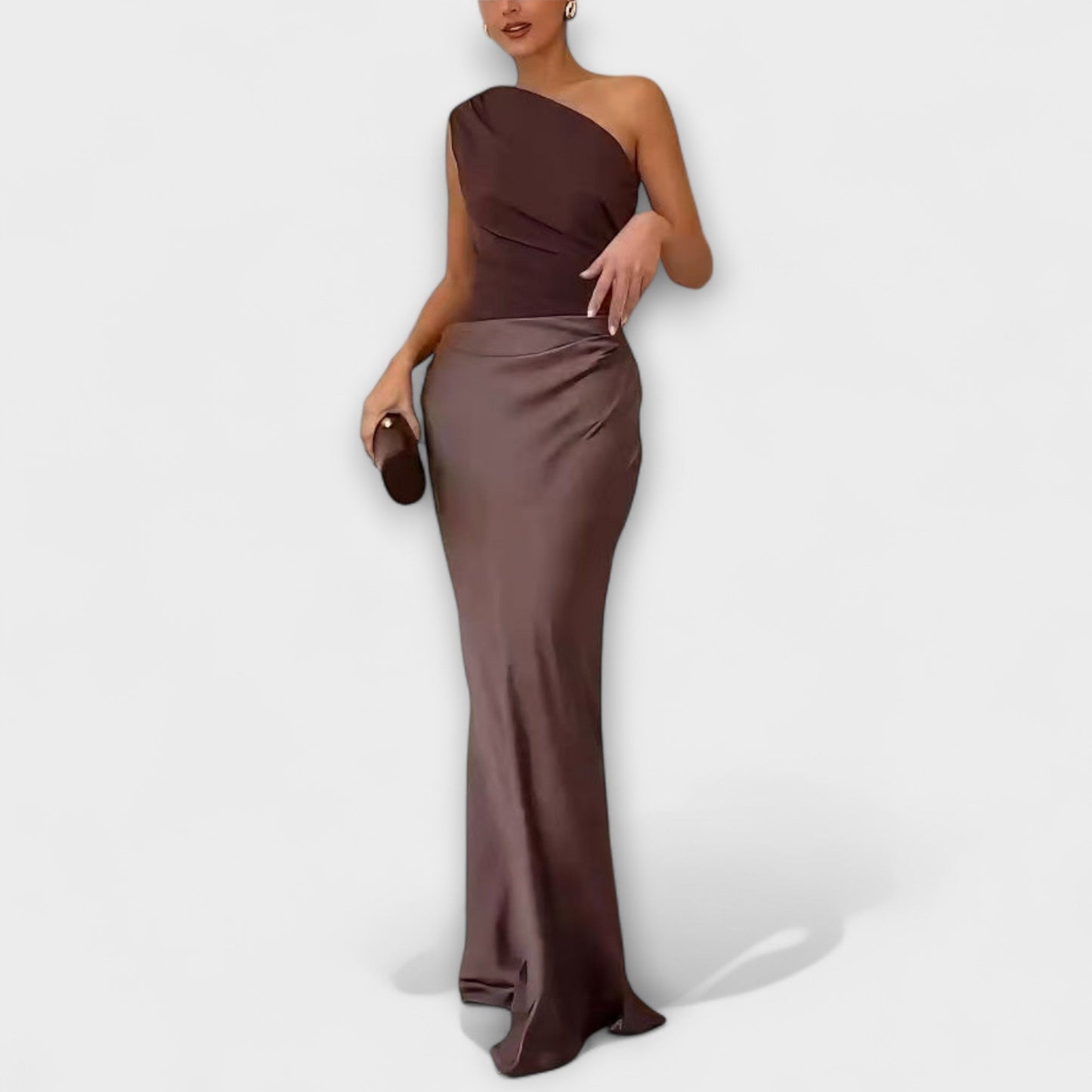 Theres - Elegantes Ein-Schulter Falten Maxikleid 