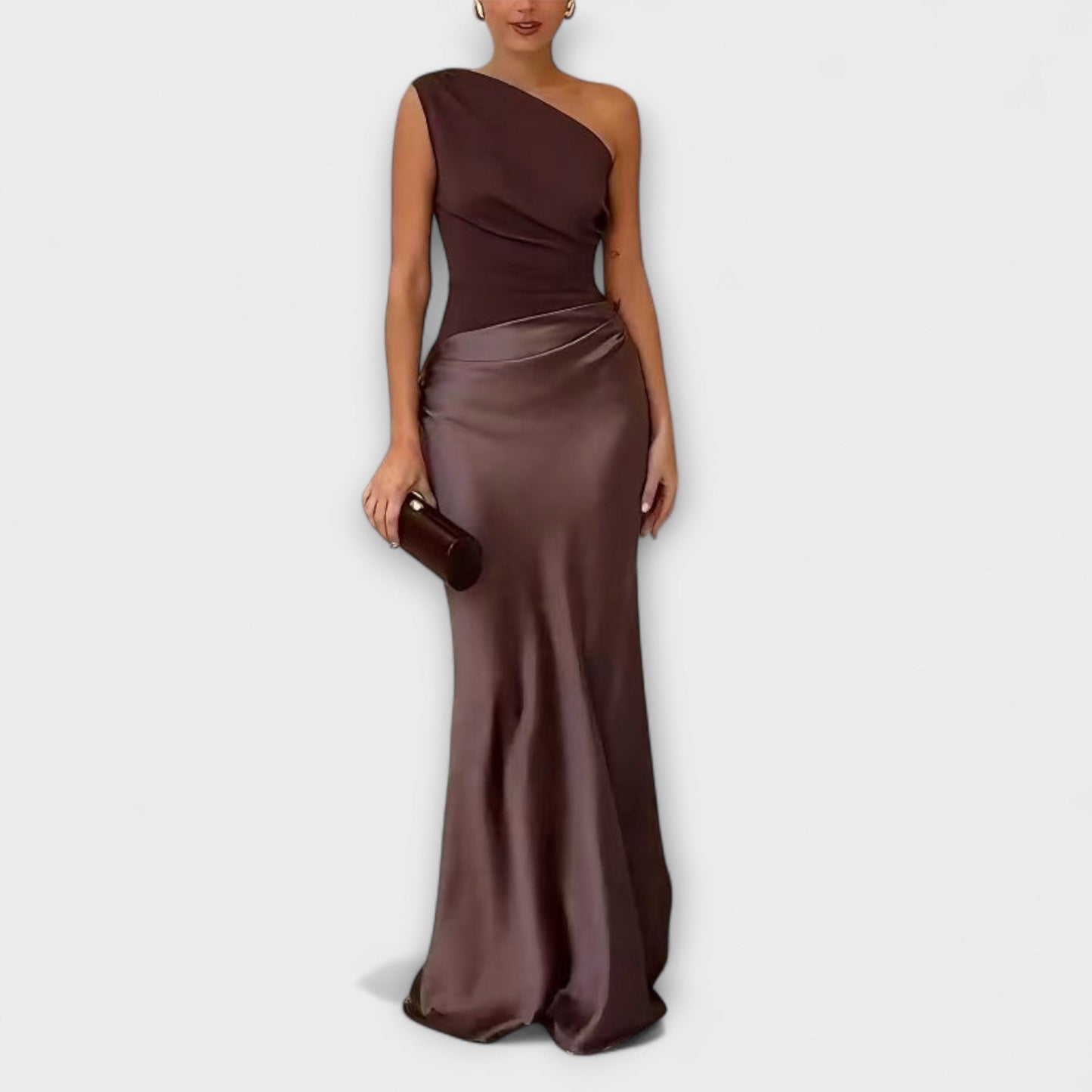 Theres - Elegantes Ein-Schulter Falten Maxikleid 