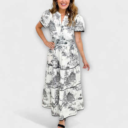 Sofia - Zeitloses Toile Maxi-Kleid
