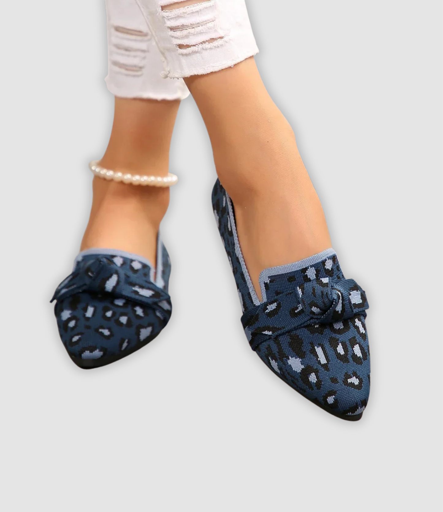 Oliven - Bequeme Strick-Loafers mit Schleifendetail