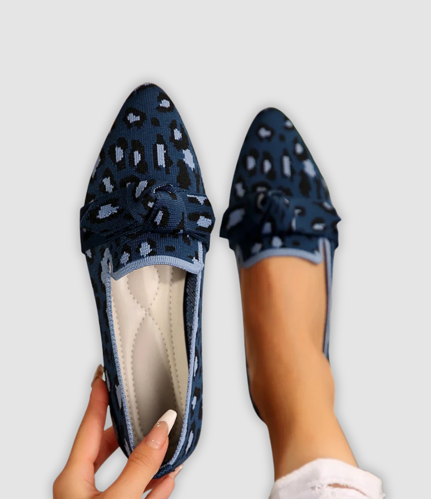 Oliven - Bequeme Strick-Loafers mit Schleifendetail