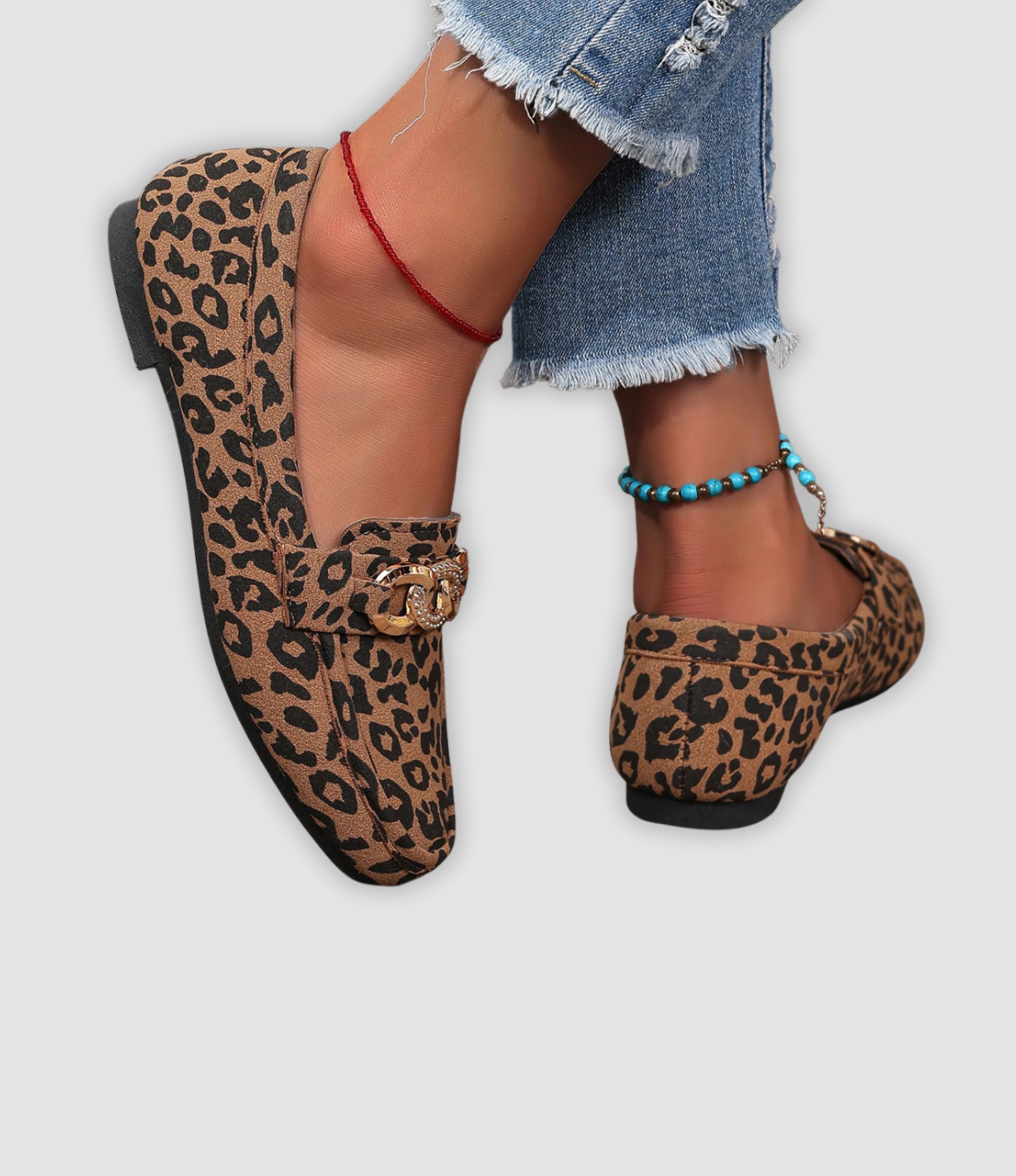 Jade - Leder-Mokassins mit Leopardenmuster