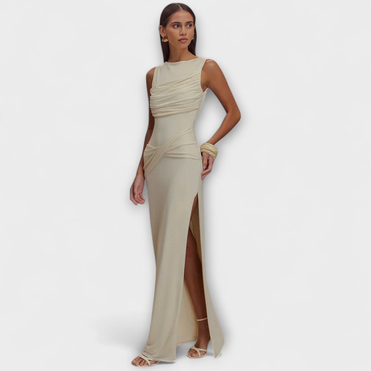 Anja-Lena - Stylisches Maxikleid mit hohem Beinschlitz