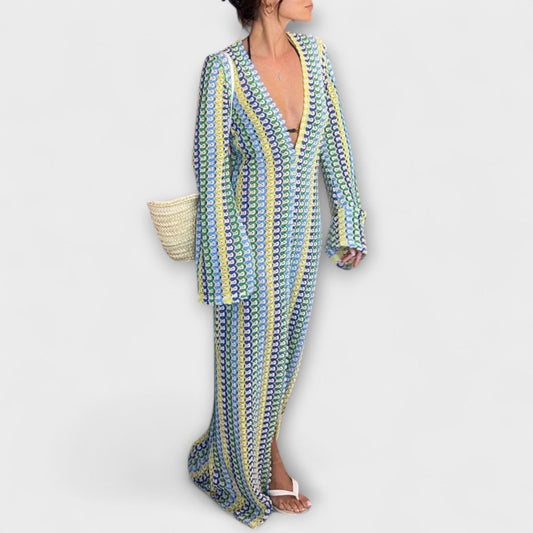 Leonora – Maxikleid mit V-Ausschnitt und Urlaubsflair 