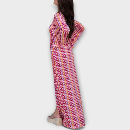 Leonora – Maxikleid mit V-Ausschnitt und Urlaubsflair 