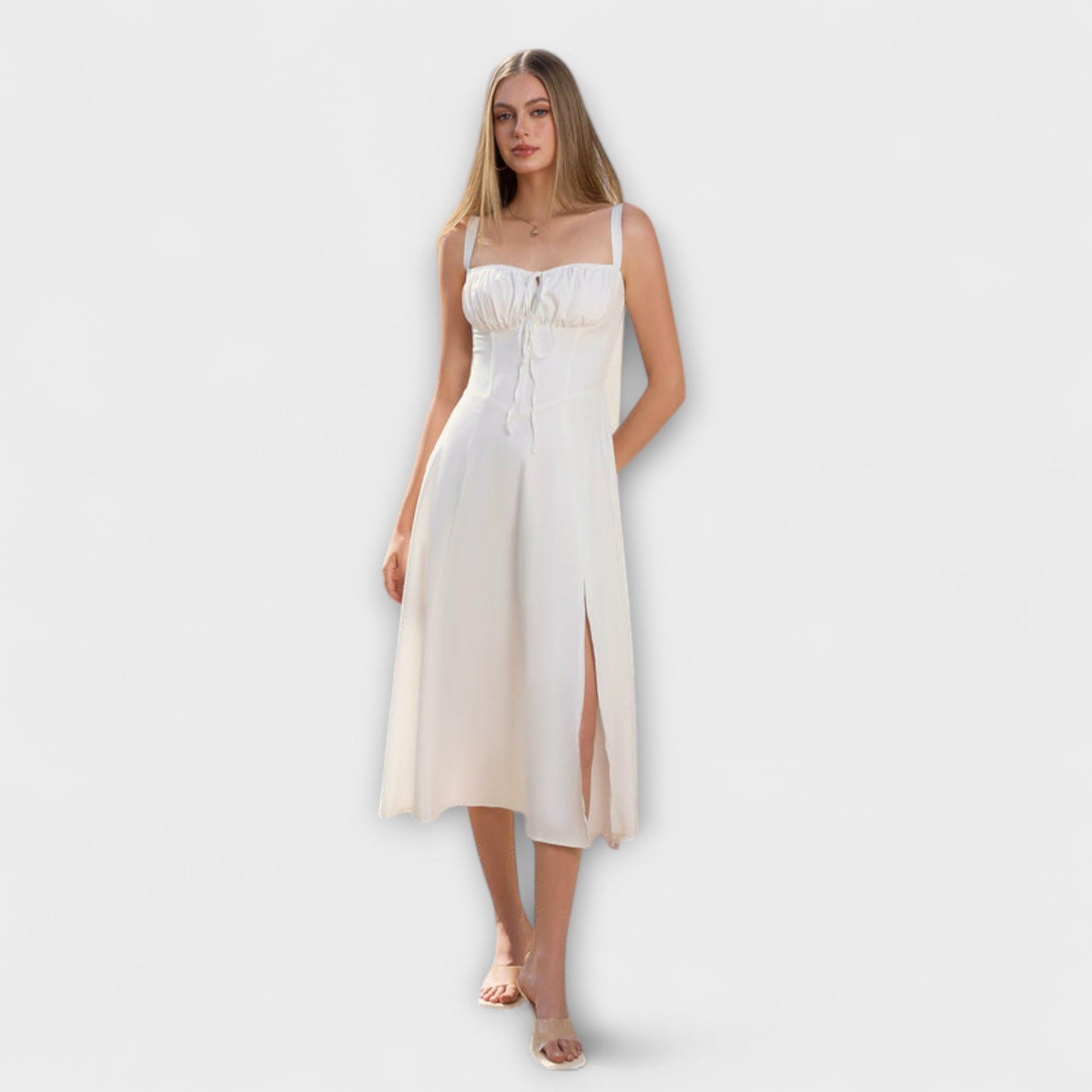 Wilma - Rüschentopkleid mit Schlitzdetail 