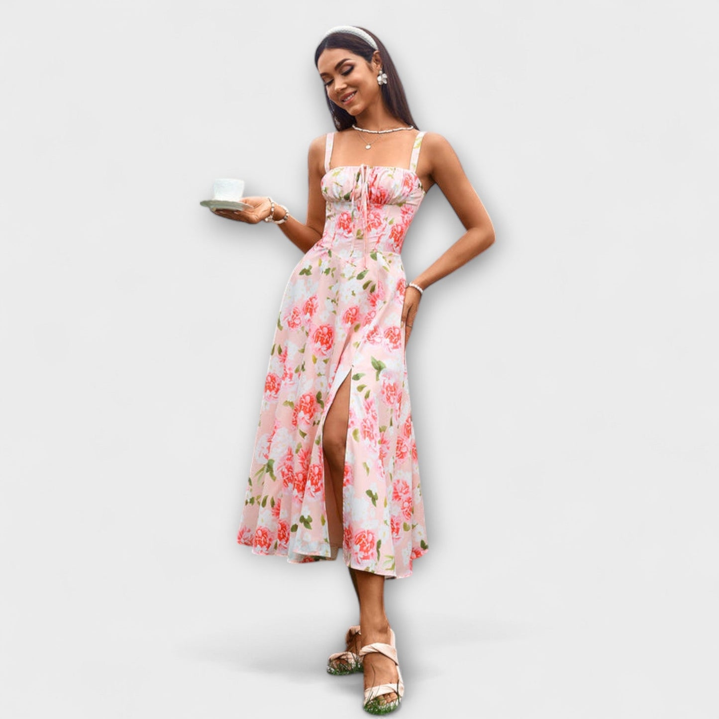 Wilma - Rüschentopkleid mit Schlitzdetail 