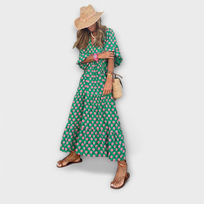 Gisela-Marie - Elegantes geometrisches Maxikleid 