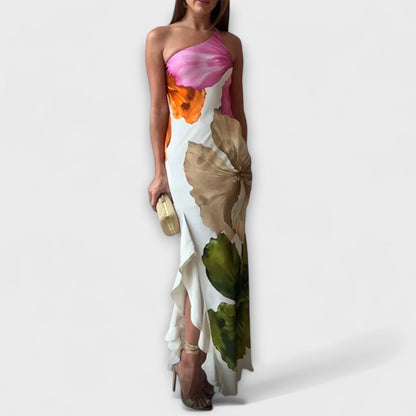 Waltraude - Elegantes Patchwork Maxikleid 