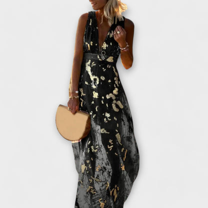 Sybilla - Fließendes Kleid mit V-Ausschnitt und Pailletten-Details 