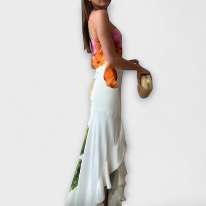 Waltraude - Elegantes Patchwork Maxikleid 