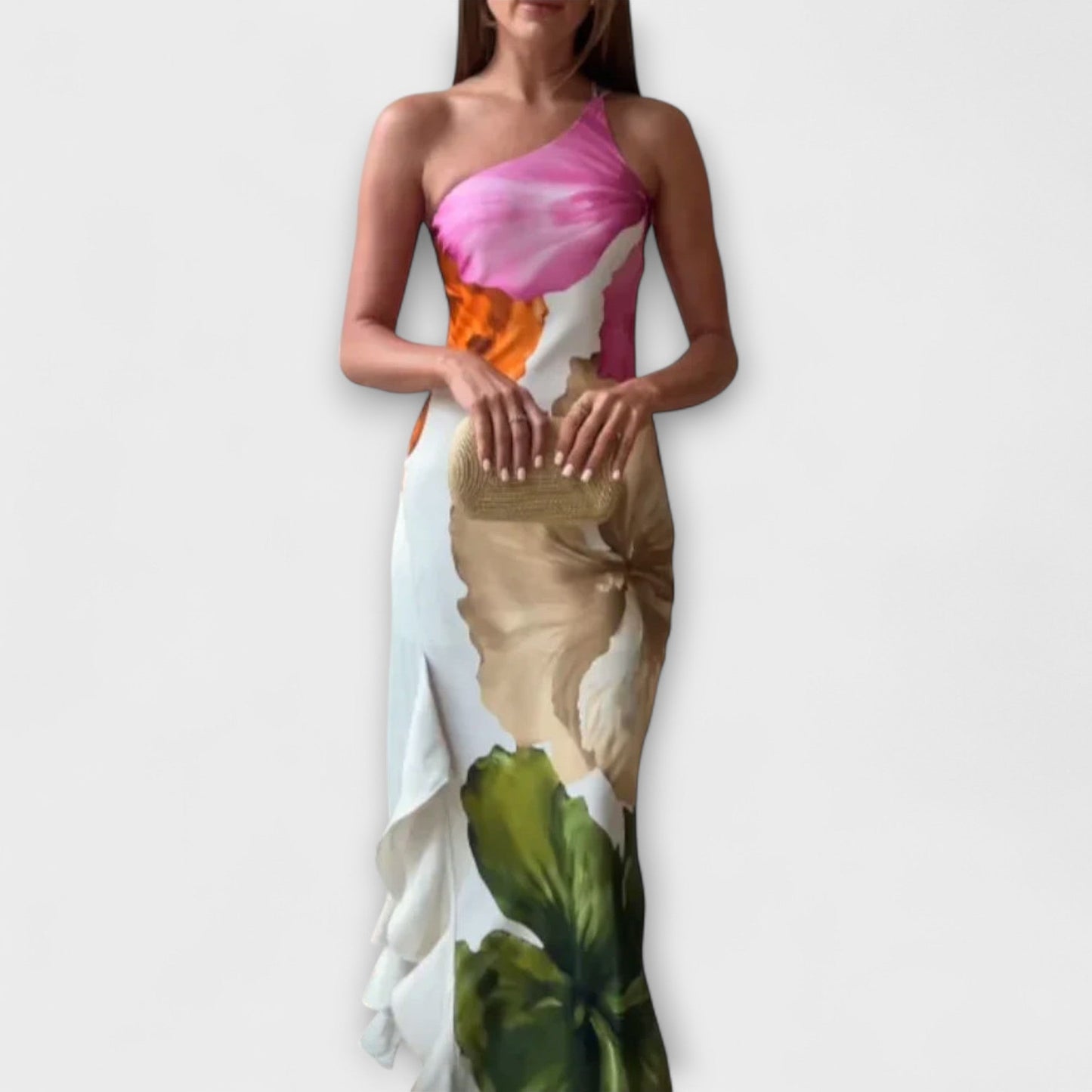 Waltraude - Elegantes Patchwork Maxikleid 
