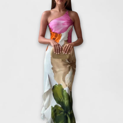 Waltraude - Elegantes Patchwork Maxikleid 