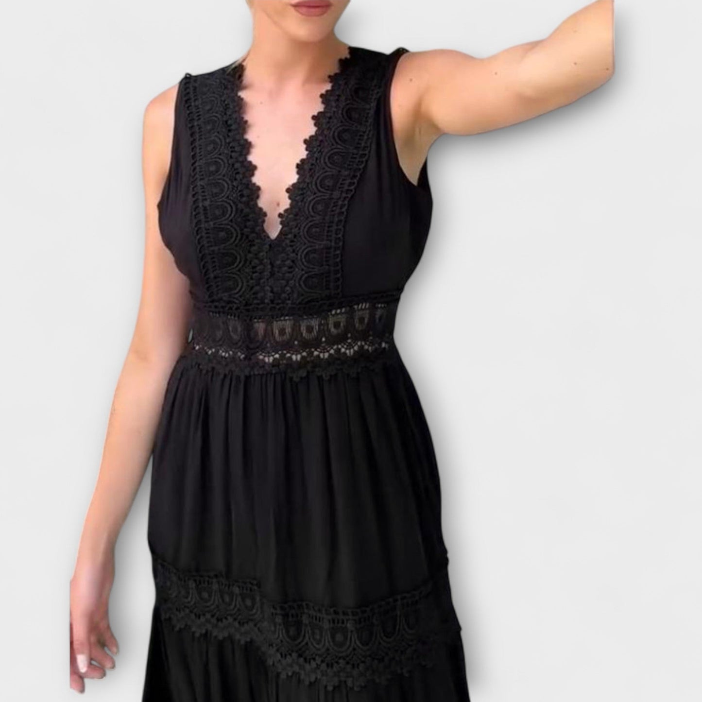 Hannelore - Elegantes Spitzenkleid mit V-Ausschnitt