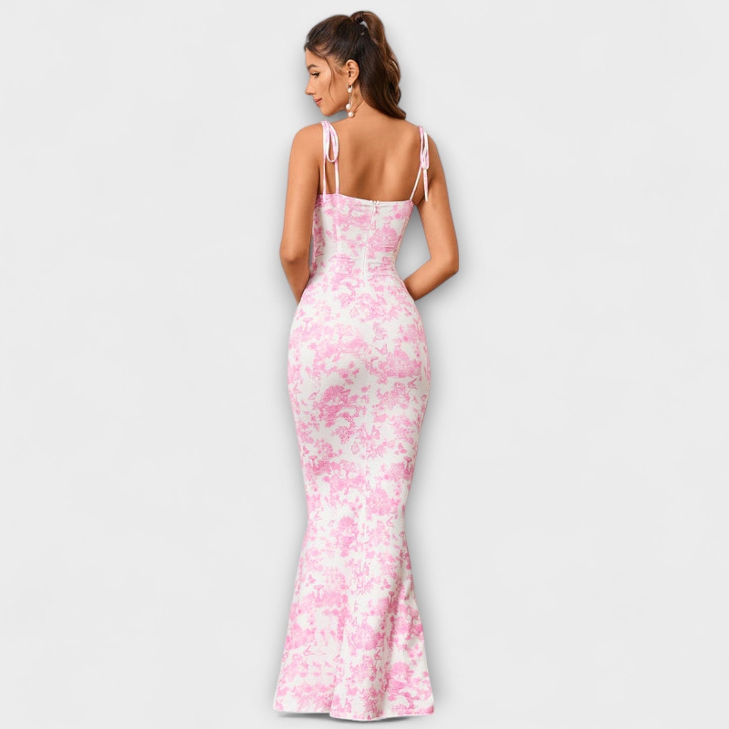 Kathrin – Ballkleid mit Blumenmuster und integrierten Schulterträgern