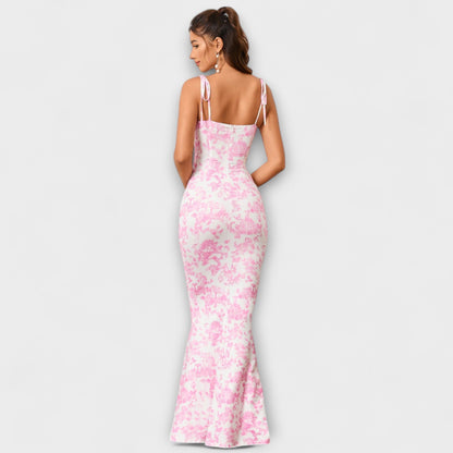 Kathrin – Ballkleid mit Blumenmuster und integrierten Schulterträgern