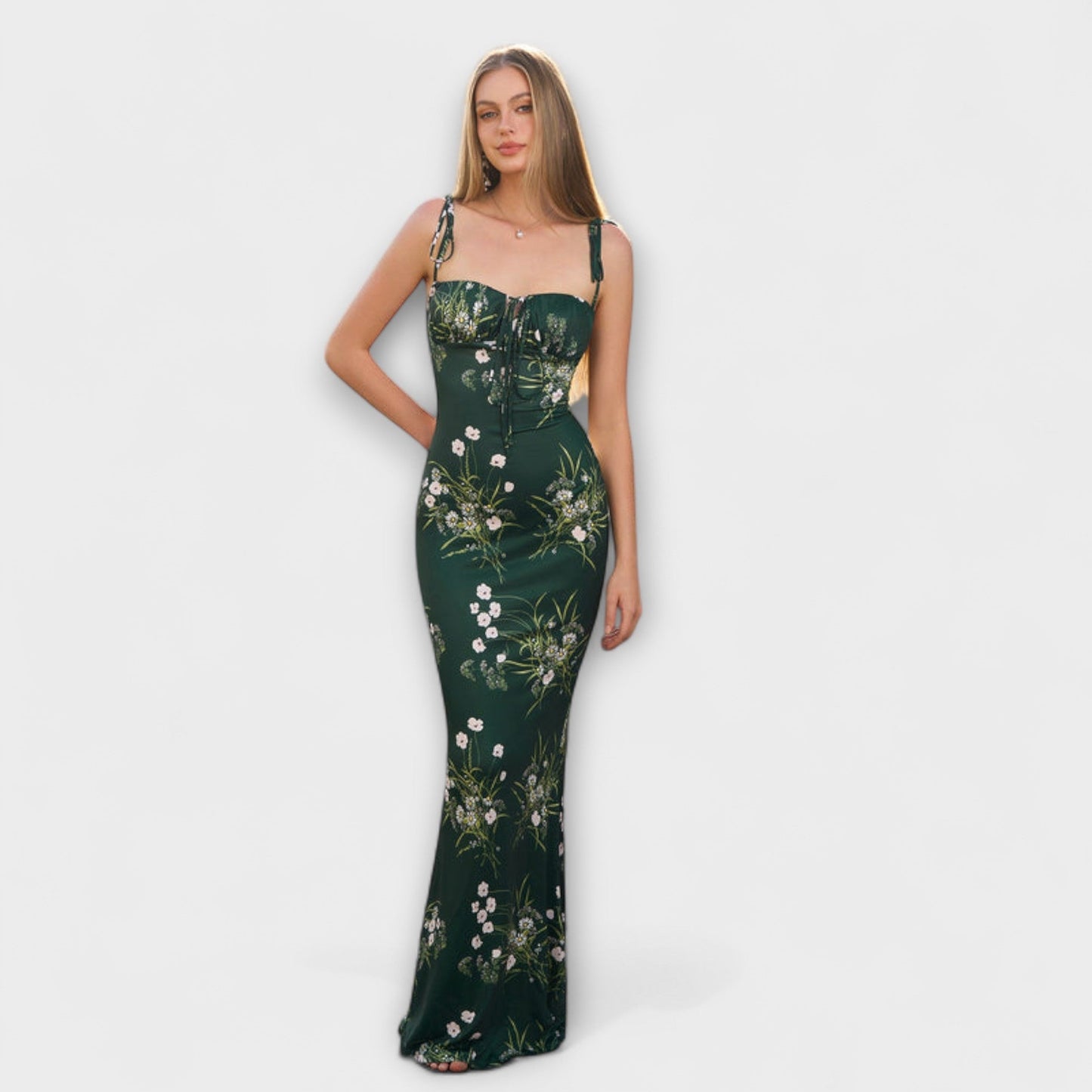 Kathrin – Ballkleid mit Blumenmuster und integrierten Schulterträgern