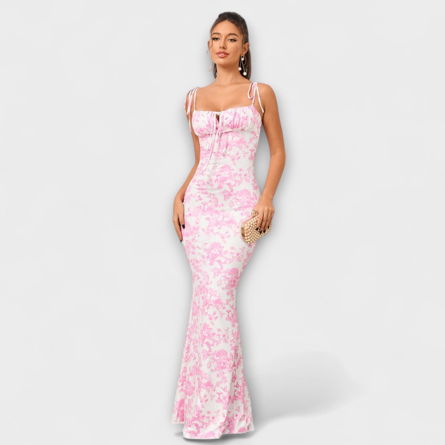 Kathrin – Ballkleid mit Blumenmuster und integrierten Schulterträgern