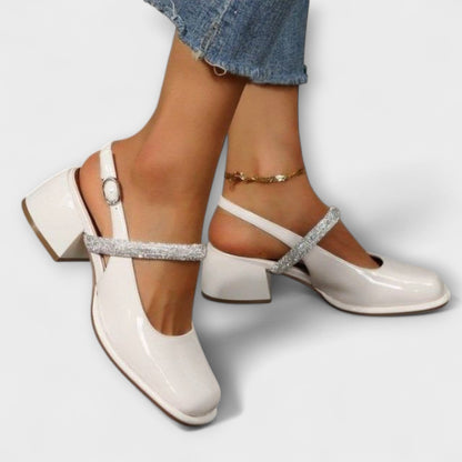 Danach - Mary Janes mit Glitzer-Riemen und Blockabsatz 