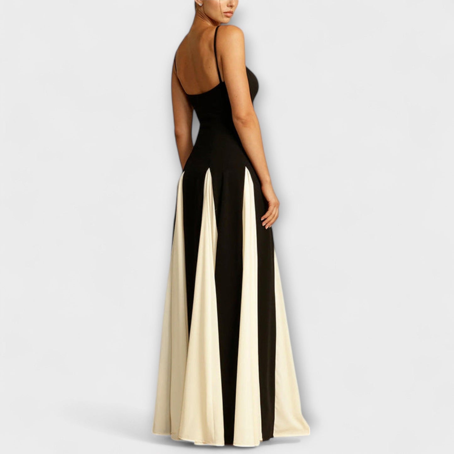 Mona - Klassische Eleganz A-Linie Maxikleid mit Tüllpanelen
