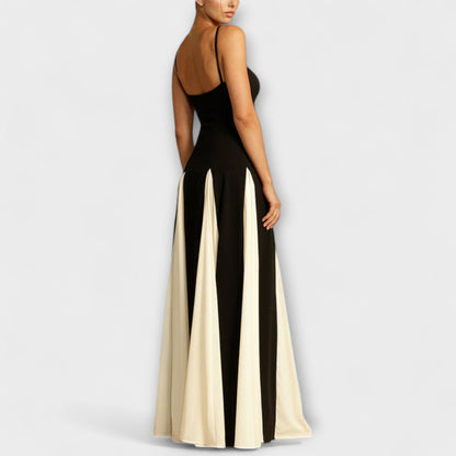 Mona - Klassische Eleganz A-Linie Maxikleid mit Tüllpanelen