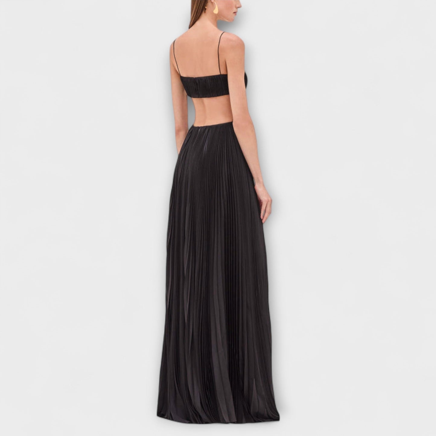Tamina - Schickes Plissiertes Cutout Fließendes Maxikleid