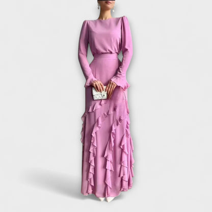 Almut - Slim Fit Langkleid mit dreidimensionalen Formen 