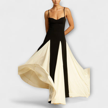Mona - Klassische Eleganz A-Linie Maxikleid mit Tüllpanelen