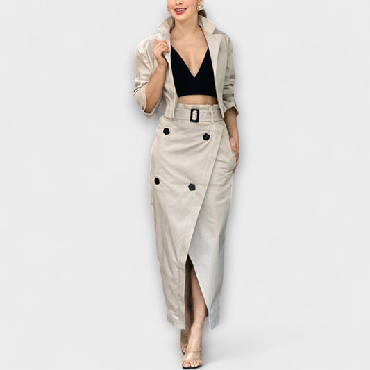 Tilde – Elegantes Set mit Jacke und Midi-Rock mit Taschen 