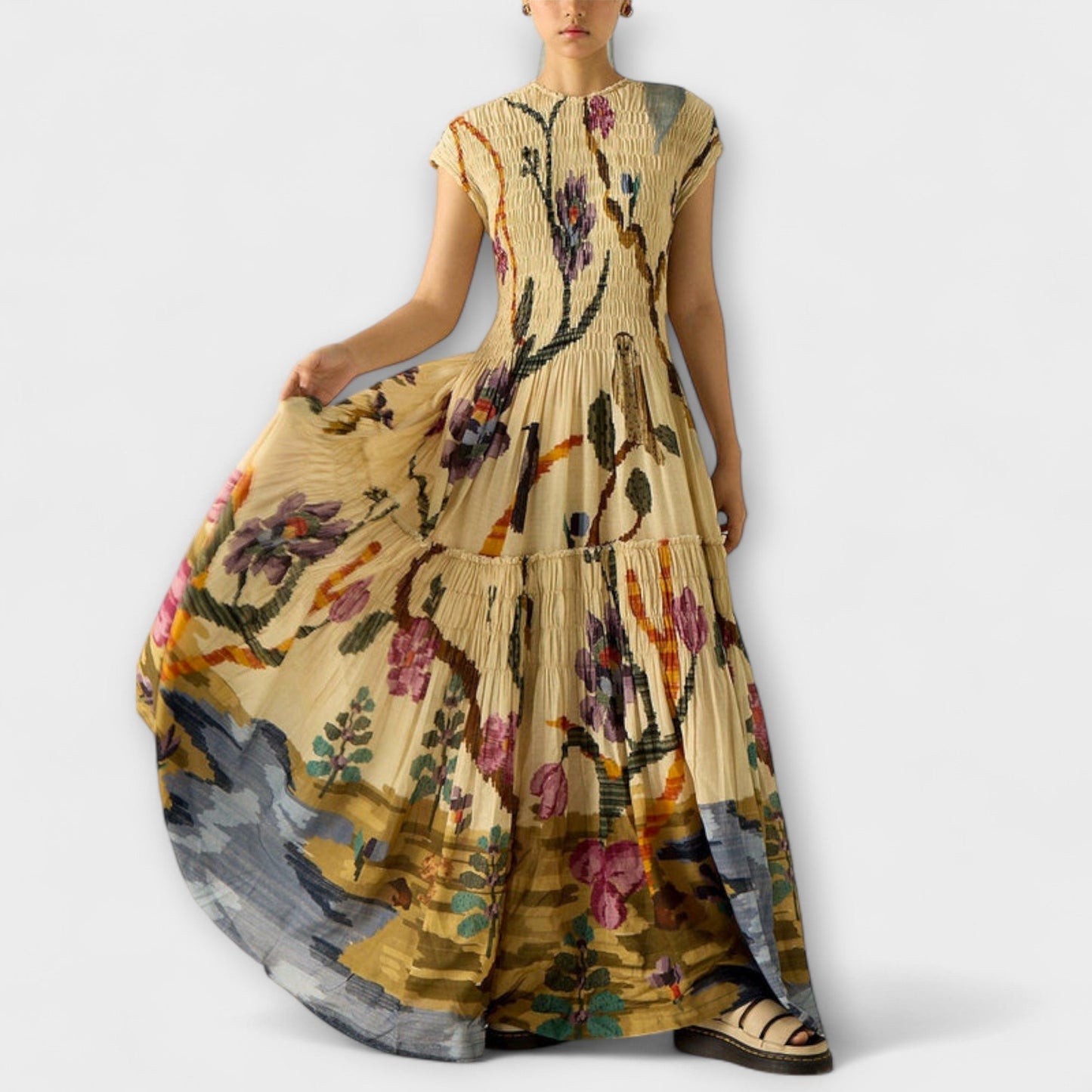 Kerstin - Plissiertes Kleid mit Animal-Print 