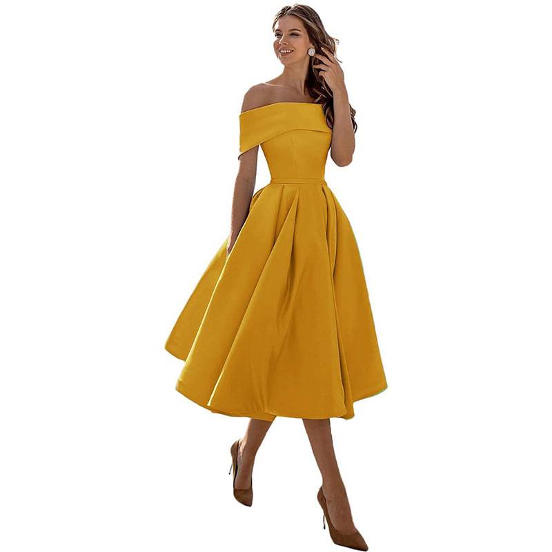 Mariele - Schickes schulterfreies drapiertes Maxikleid