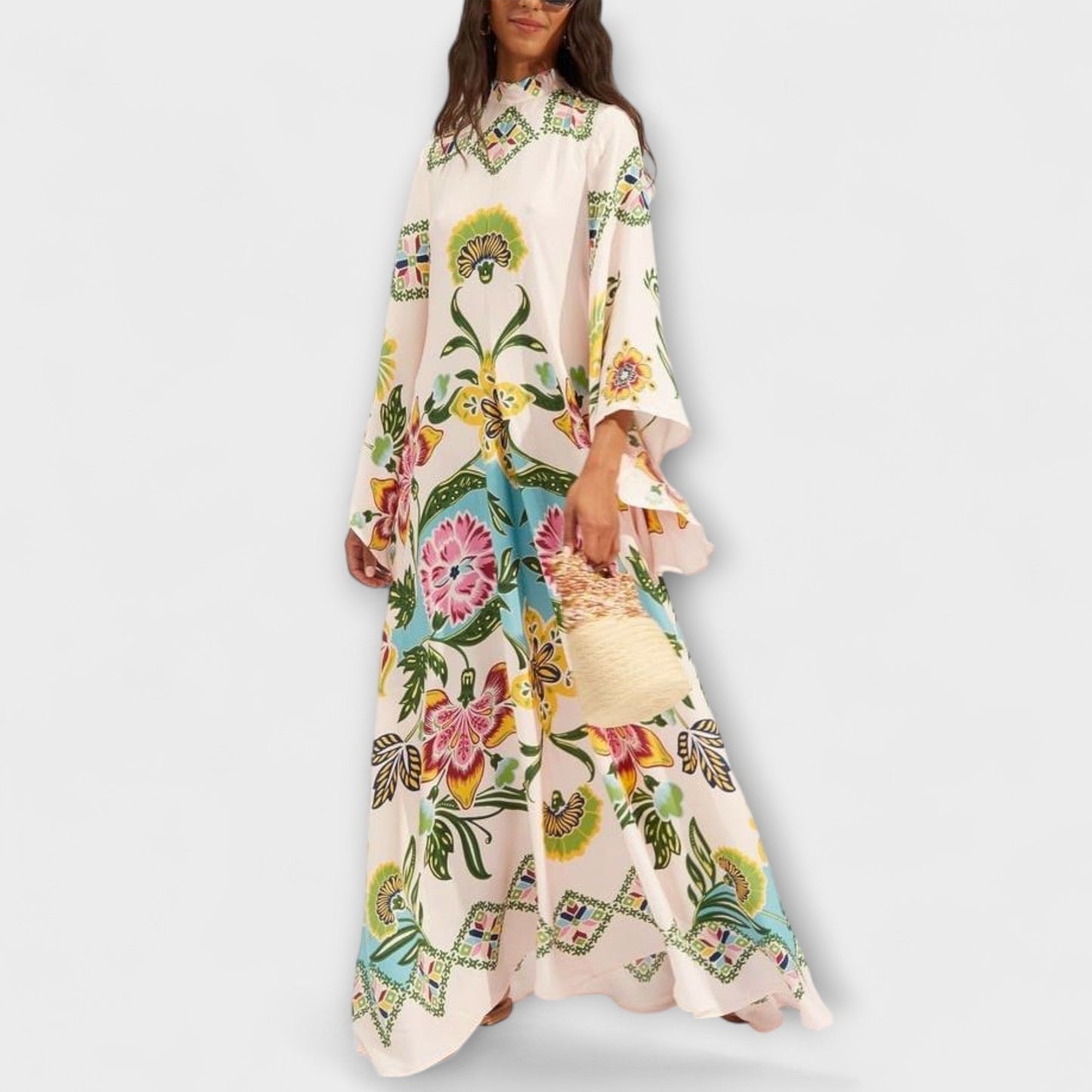 Rita – Eleganter Maxicolor mit Blumendruck und fliegendem Design